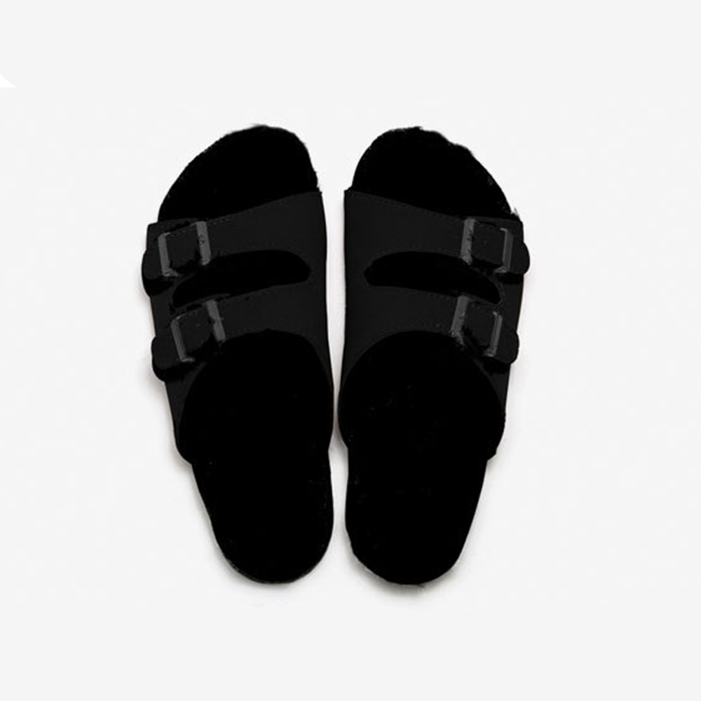Autunno Inverno Nuove Pantofole In Pile Pantofole Da Donna In Sughero Sandali Da Uomo Caldi Pantofole A Punta Aperta Con Doppia Fibbia In Pelle Scamosciata Per Esterni